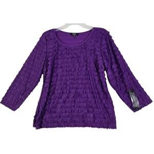 Elementz ~Woman Size XLPetite~ Purple Ruffle Bllouse Shirt Top Long Sleeve NWT.